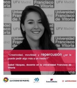 170919 2 264x300 Isabel Vázquez, profesora de Publicidad UFV, seleccionada para ser miembro del jurado del Premio de Ceatividad de la EMT Estudiar en Universidad Privada Madrid