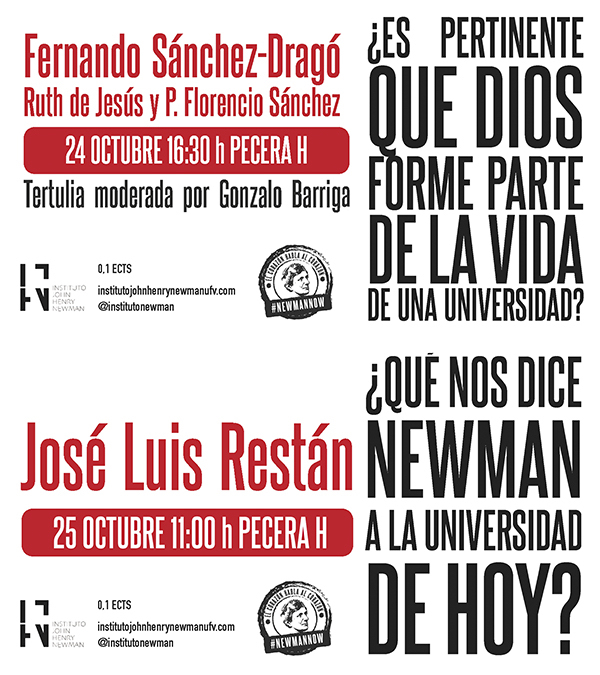 231019 2 Fernando Sánchez Dragó y José Luis Restán participan en sendos debates universitarios sobre el papel de Dios y Newman en la Universidad Estudiar en Universidad Privada Madrid