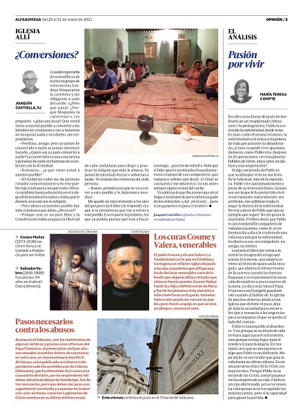 Articulo Alfa y Omega La prensa se hace eco del libro Diario de un trasplantado, de Pablo Delgado de la Serna, profesor de los grados en Fisioterapia y CAFYD de la UFV Estudiar en Universidad Privada Madrid