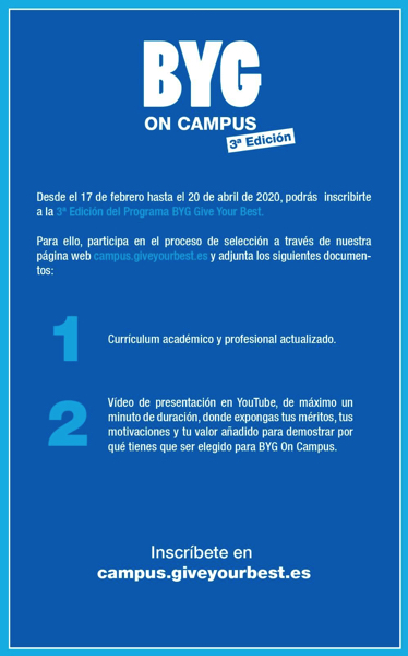 BYG 2 Jesús Vidal, actor de Campeones, participará en la 3º Edición del Programa de formación laboral BYG: Give your best, en el que puedes ser parte Estudiar en Universidad Privada Madrid