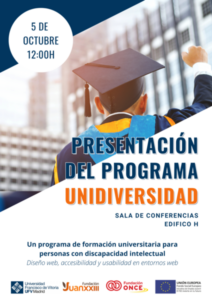 CARTEL UNIDIVERSIDAD 1 212x300 Support Service for People with Additional Needs Estudiar en Universidad Privada Madrid