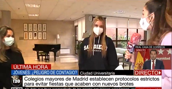 colegio mayor Dos alumnas del Colegio Mayor Francisco de Vitoria explican a Telemadrid los protocolos anti covid Estudiar en Universidad Privada Madrid