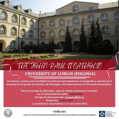 internacionalizacion polonia El Vicerrectorado de Internacionalización convoca tres plazas de movilidad para profesores en la Universidad Católica de Lublin (Polonia) | Noticias de Actualidad UFV Estudiar en Universidad Privada Madrid