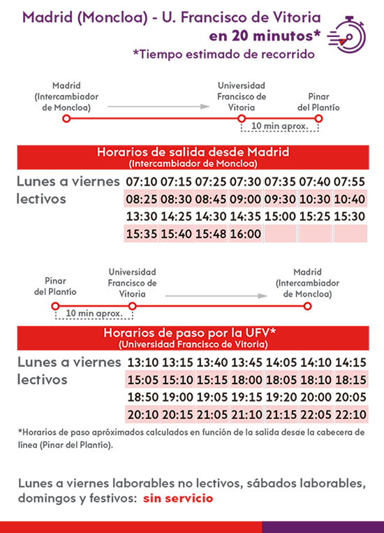 linea 659 2 La UFV amplía el horario de autobuses con motivo del inicio del curso académico Estudiar en Universidad Privada Madrid