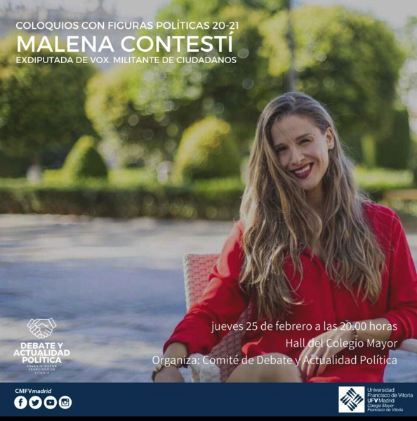 malena contesti colegio mayor Malena Contestí, exdiputada de VOX y militante de Ciudadanos, visitará el Colegio Mayor el 25 de febrero Estudiar en Universidad Privada Madrid