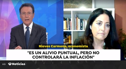 nieves carmona matias prats Nieves Carmona, profesora de Economía de la UFV, explica en Antena 3 Noticias los efectos de la bajada estatal del precio del combustible | Noticias de Actualidad UFV Estudiar en Universidad Privada Madrid