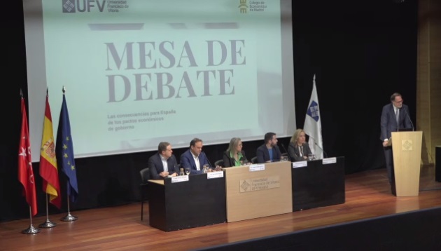 Mesa 2 La Universidad Francisco de Vitoria y el Colegio de Economistas de Madrid organizan una mesa de debate sobre las consecuencias para España de los pactos económicos de gobierno para sus alumnos del College | Noticias de Actualidad UFV Estudiar en Universidad Privada Madrid