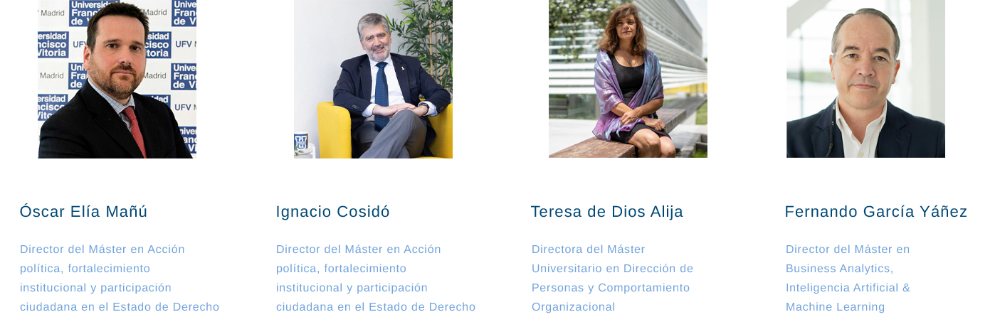 Directores de Master 0000 Grupo 1 copia 4 FACULTY OF LAW, BUSINESS AND GOVERNMENT Estudiar en Universidad Privada Madrid