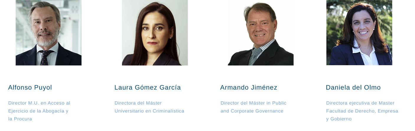 Directores de Master 0001 Capa 18 FACULTY OF LAW, BUSINESS AND GOVERNMENT Estudiar en Universidad Privada Madrid