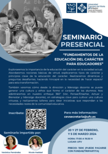 Seminario Fundamentos Educacion del Caracter 212x300 Virtue and Values Education Centre Estudiar en Universidad Privada Madrid