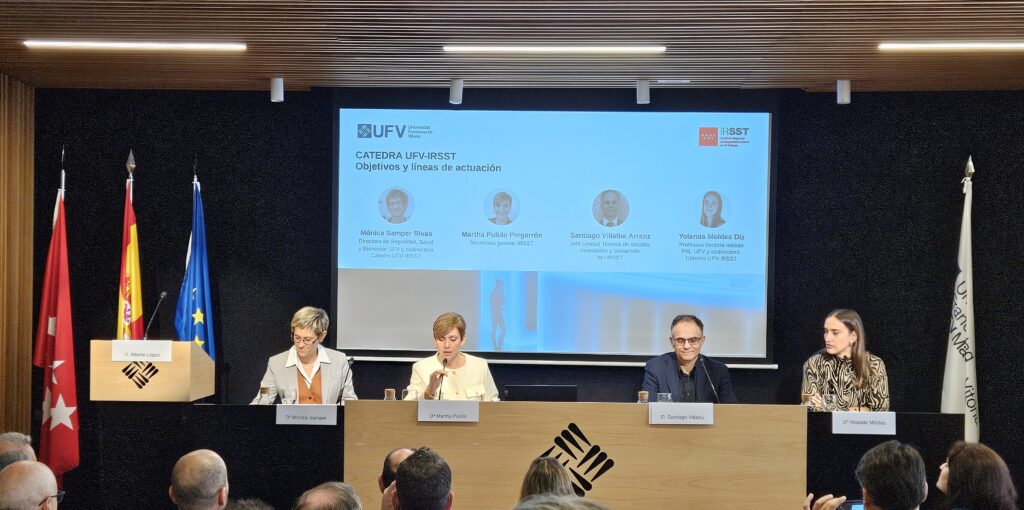 Presentacion catedra UFV IRSST 1024x510 La Universidad Francisco de Vitoria y la Comunidad de Madrid presentan la Cátedra UFV IRSST para el fomento de la cultura, la educación e inclusión en seguridad, salud y bienestar | Noticias de Actualidad UFV Estudiar en Universidad Privada Madrid