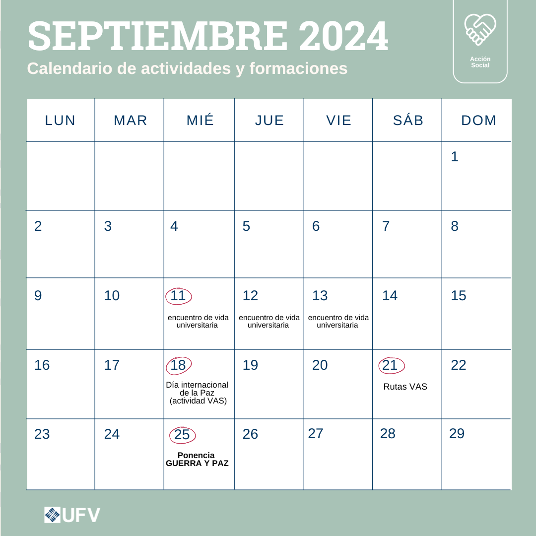 CALENDARIO curso 2425 9 VAS Estudiar en Universidad Privada Madrid