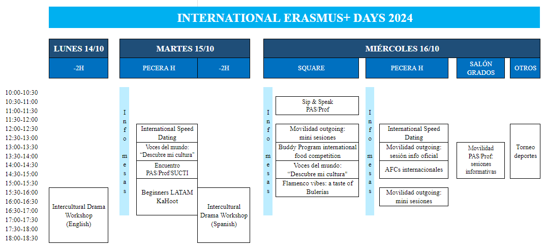 Horario ESP sin jueves International Erasmus+ Days 2024 Estudiar en Universidad Privada Madrid